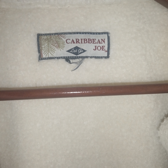 Caribbean Joe Fleece Lined  Cozy Warm Tan Suede Zip Front Vest Size L - Picture 4 of 4